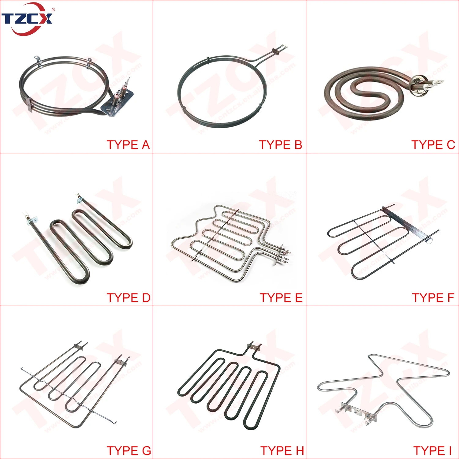 TZCX brand coil shaped electric air heater heating element for oven/disinfection cabinet
