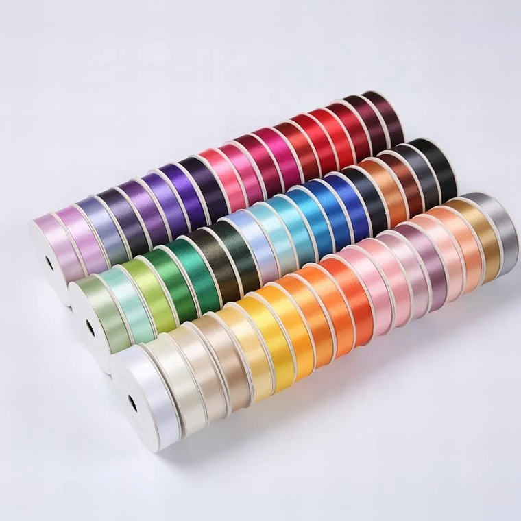 China wholesale fabric ribbon pure color gift craft packaging wedding decorative french single double sided satin ribbon 38mm
