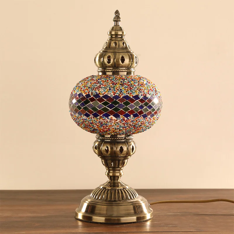 Evershining Turkish Mosaic Glass Material Art home decorative LED table lamps Moroccan Lantern YMA602-17