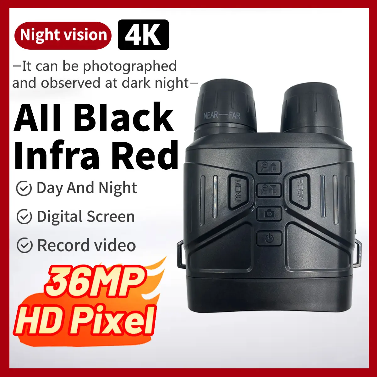 Новый бинокль ночного видения 4K Инфракрасный цифровой охотничий прицел NV4000 со встроенной