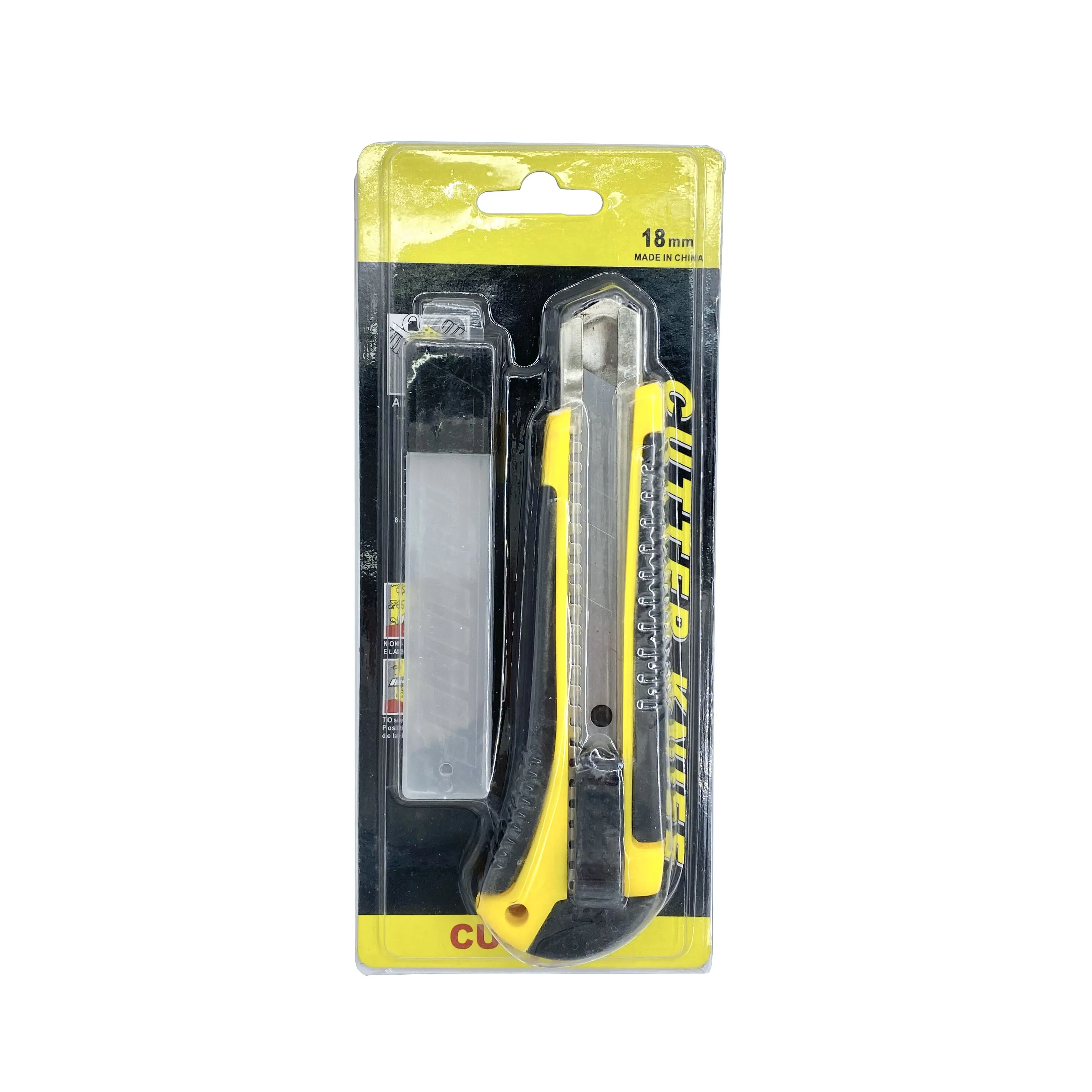 Low MOQ High Quality Retractable 18mm Utility Knife Set Plastic Handle Metal Blade Box Cutter Knife