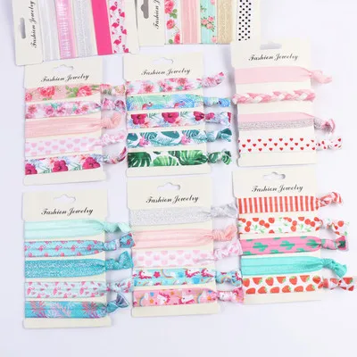 
European, American, Japanese and Korean knotted rubber band printing set hair rope headdress 