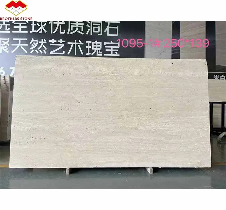 Beige Travertine Slab White Travertine Stone for Villa Flooring and Wall Stone Italy Customized Modern Interior Polished Calcite