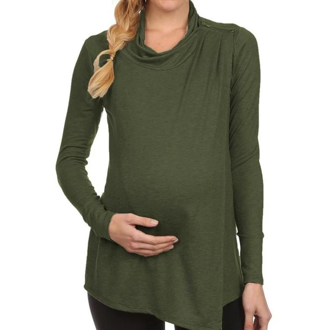 American style long-sleeved turtleneck maternity clothes breastfeeding tops women