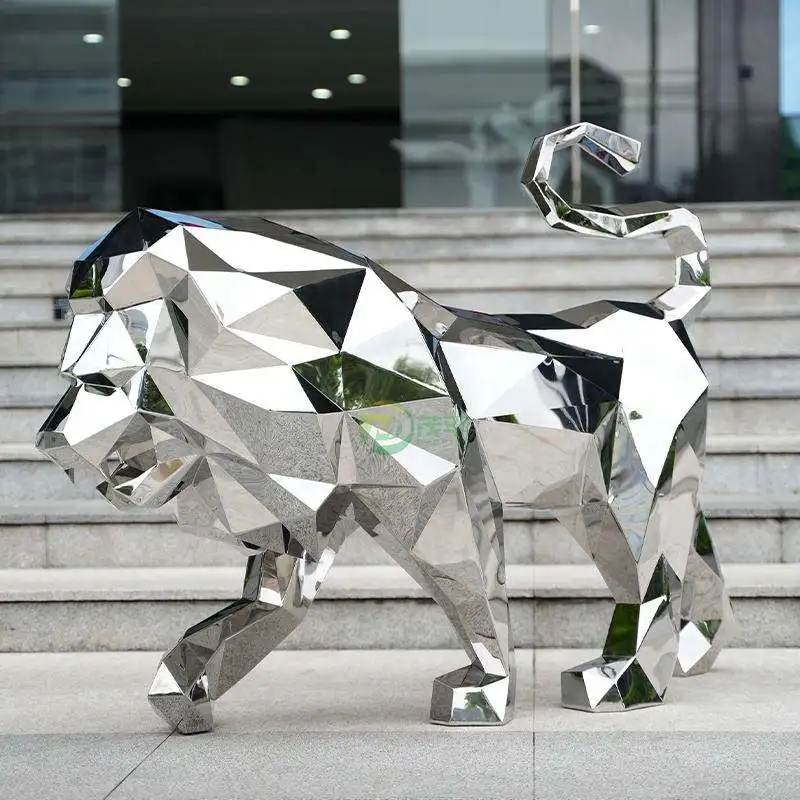 Customized High Quality Large Modern Outdoor Garden Decorative Metal Art Abstract Weathering Lion Stainless Steel Sculpture