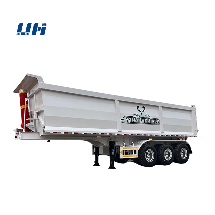 YIHAI Factory 33 Cubic Meter U-Type Tri Axle Tipper Trailer End Dump Trailer Transport sand for Sale