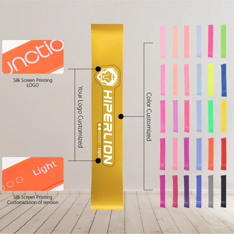 Custom Logo Mini Bands Exercise Fitness Workout Latex Resistance Bands Loop Set of 5 for Women