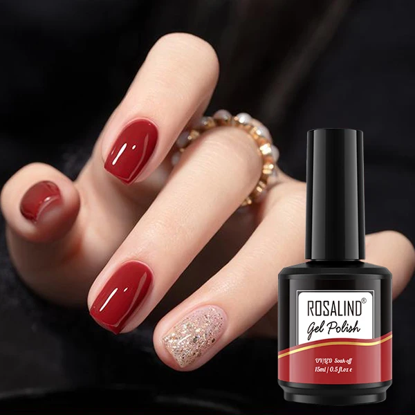 ROSALIND Custom 15ml high gloss soak off dark bright red brown nude 133 color winter french manicure UV lasting nail gel polish