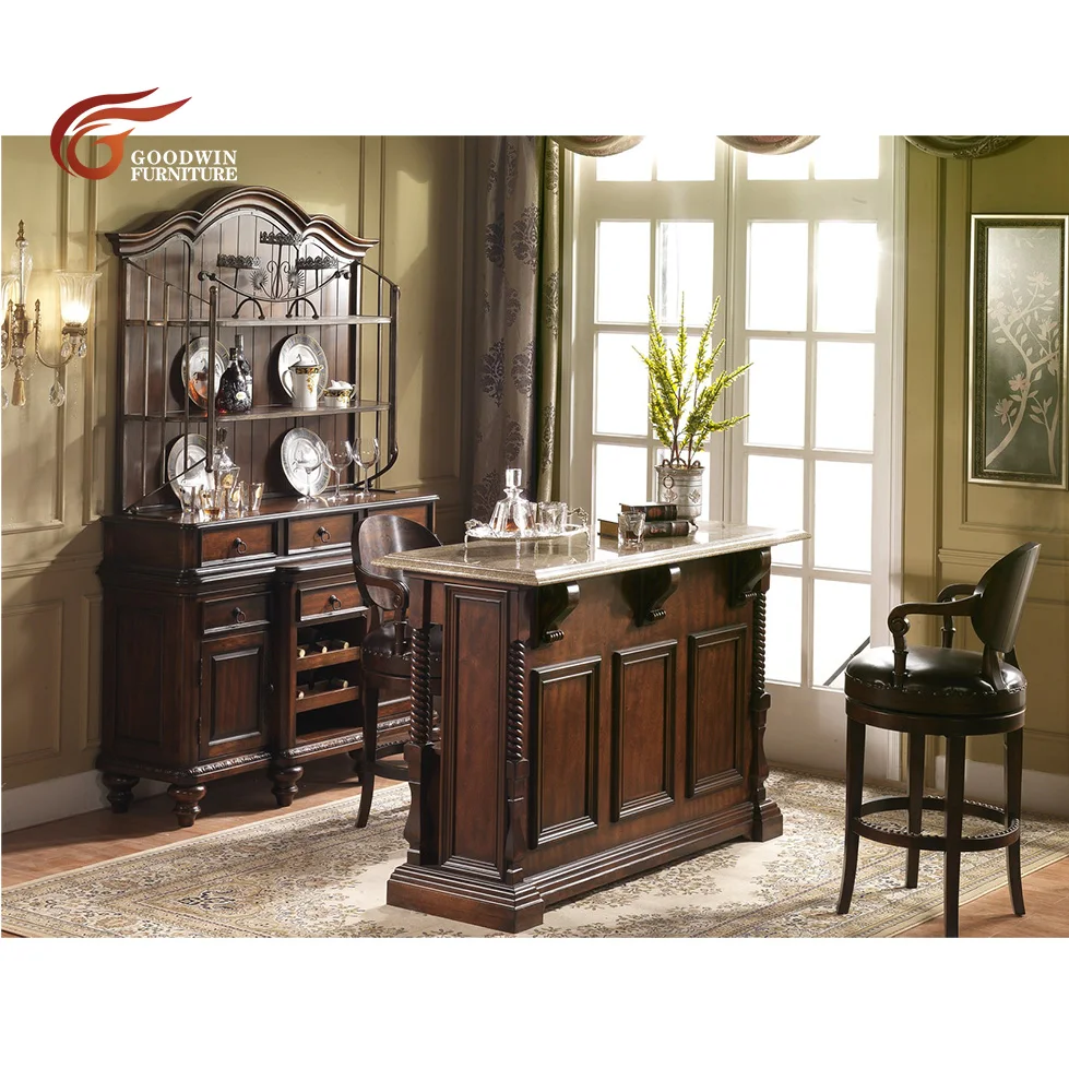 Hot sell luxury wooden marble top bar table furniture GF181