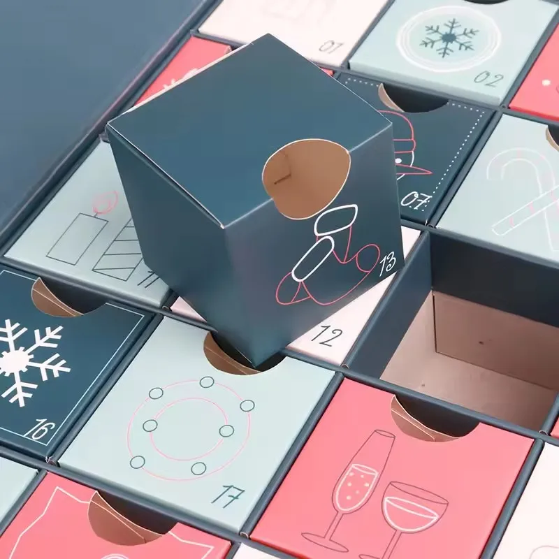 Custom Advent Calendar Children Christmas Toy box Packaging Gift Boxes Magnetic Double Door Empty Advent Calendar With Roof