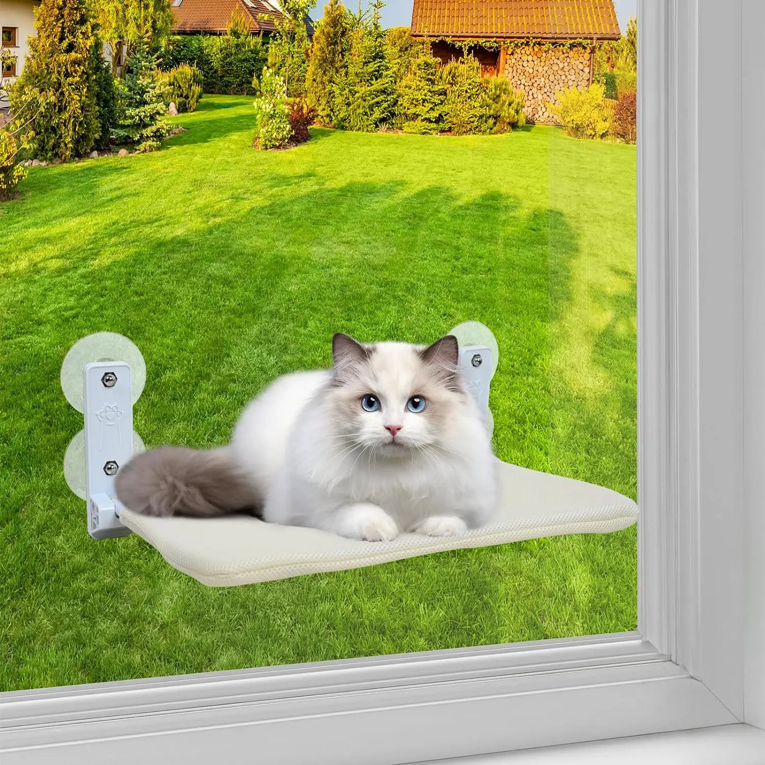 2024 New Design Clear Cordless Cat Window Perch Hammock Bed Breathable Steel Frame for Pet Animal Sunbathing for Dogs