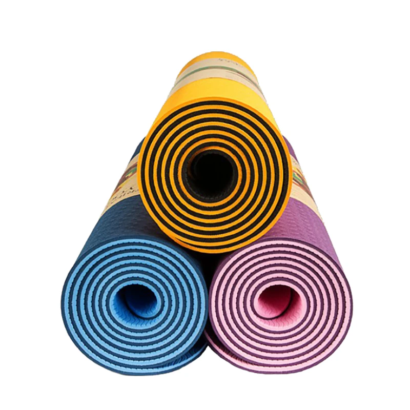 Double Layer Yoga Mat Eco Friendly Anti Slip TPE Yoga Mat Non Slip Pilates Yoga Mat for Stretching Exercise