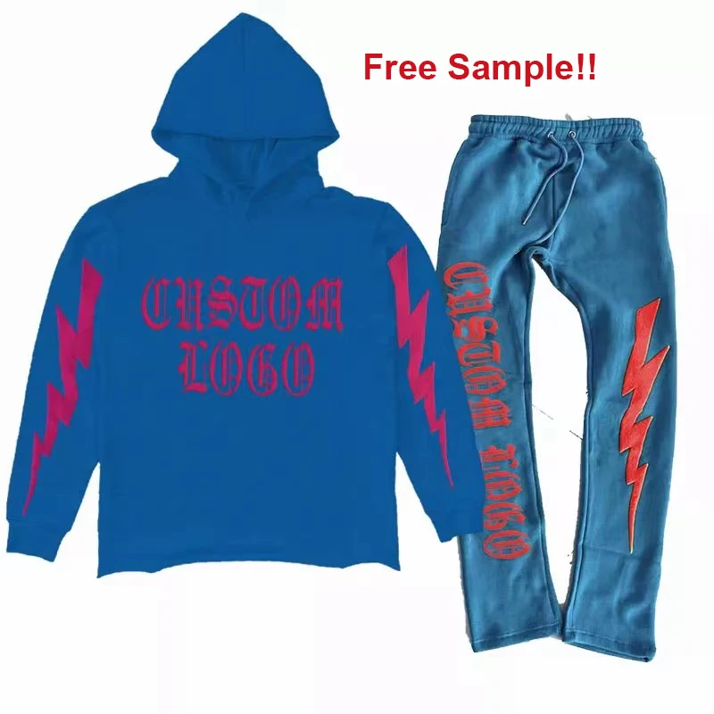 Толстовка с капюшоном и 3D-принтом на заказ, комплект из французского махрового хлопка с толстовкой, спортивные уличные повседневные спортивные штаны и толстовка