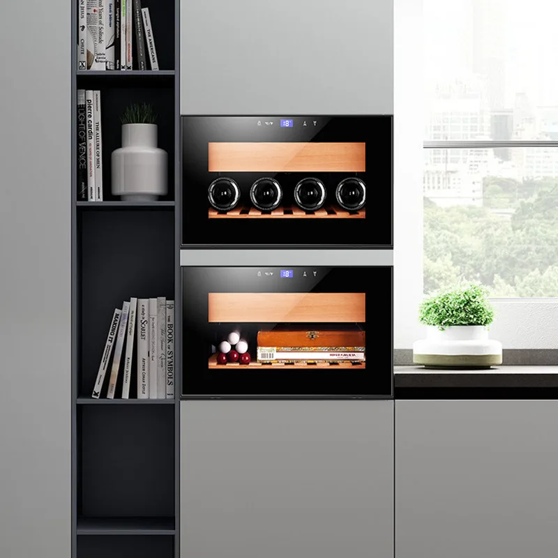 150pcs Spanish Cedar Sleeve Humidor Box Black or Wood Grain Color Compressor Cigar Cooler Cabinet