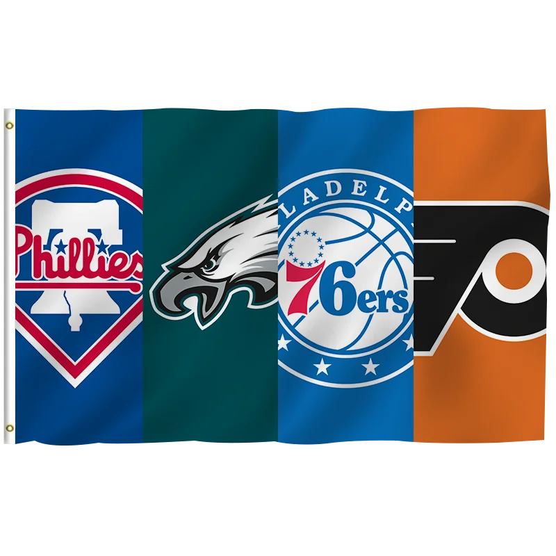 In Stock All  Football Team Flag 3x5ft High Quality Custom Design Philadelphia Eagles Kelly green Fan 100% Polyester Sports Nfl