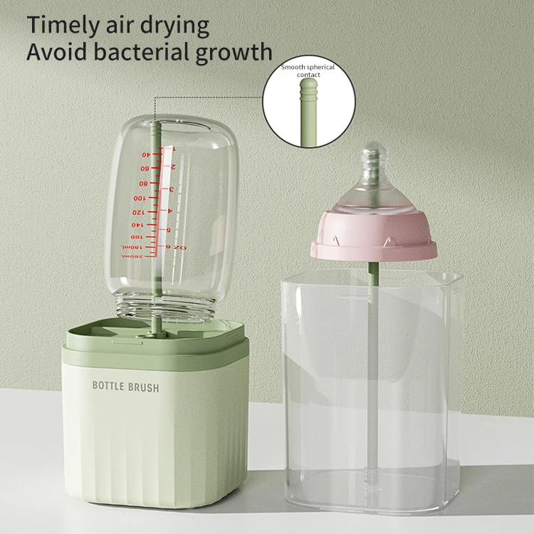 Baby Bottle Brush Set  Food Grade Easy Silicone Bottle Brush Pacifier Cup Nipple Cleaning Brushes Set With Drainage Rack