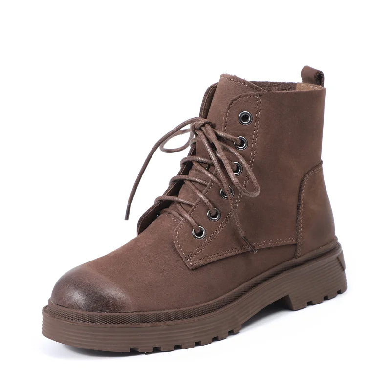 Fashion trend genuine leather platform heel for women and ladies ankle high bootie boots shoes Martin boots for  women