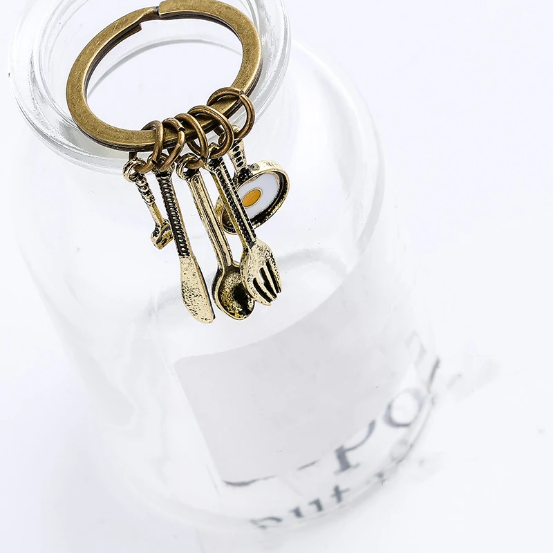 Personalized Accessories Vintage Copper Color Keyring Bag Pendant Kitchen Tools Knife Keychain for Unisex