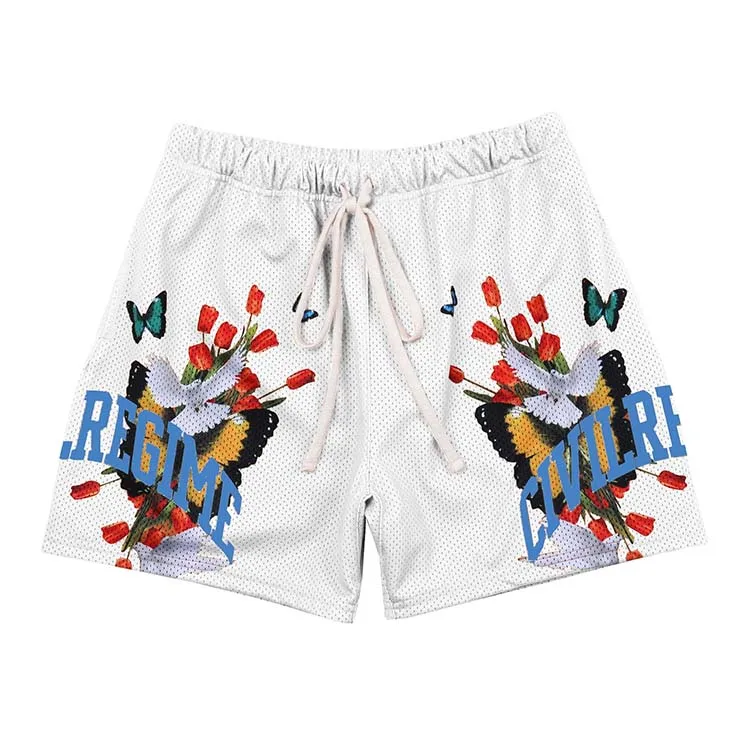 New Custom Logo Men Double Layer Gym Mesh Graphic Sweat Gym Mesh Fashion Sublimation Powerlifting Shorts