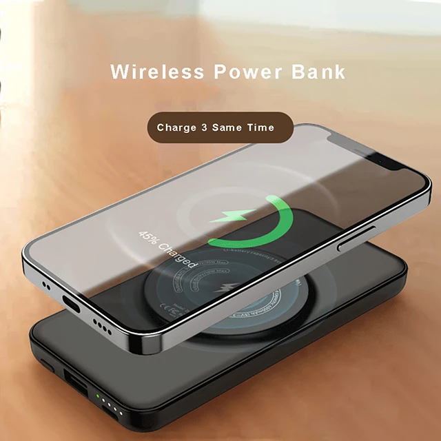 
15W QI Wireless Charge Magnetic power bank 10000mah Fast Charge Portable Battery Backup pack 