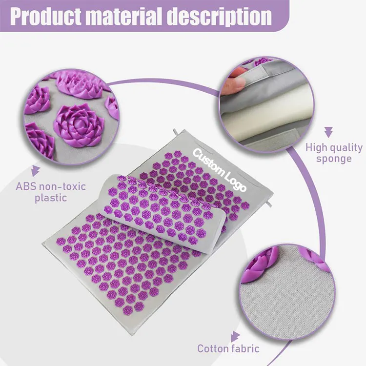 Natural Linen Yoga Yantra Foot Shakti Lotus Plastic Spikes Massage Acupressure Mat