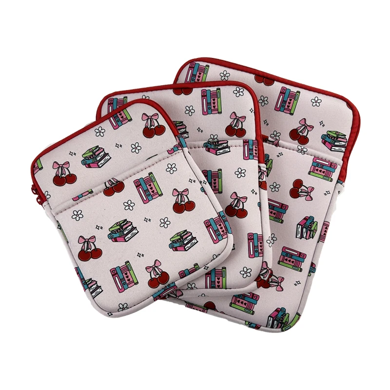 Customizable Logo High Quality Neoprene Pouch Book Sleeve with Zipper and Front Pocket for iPad