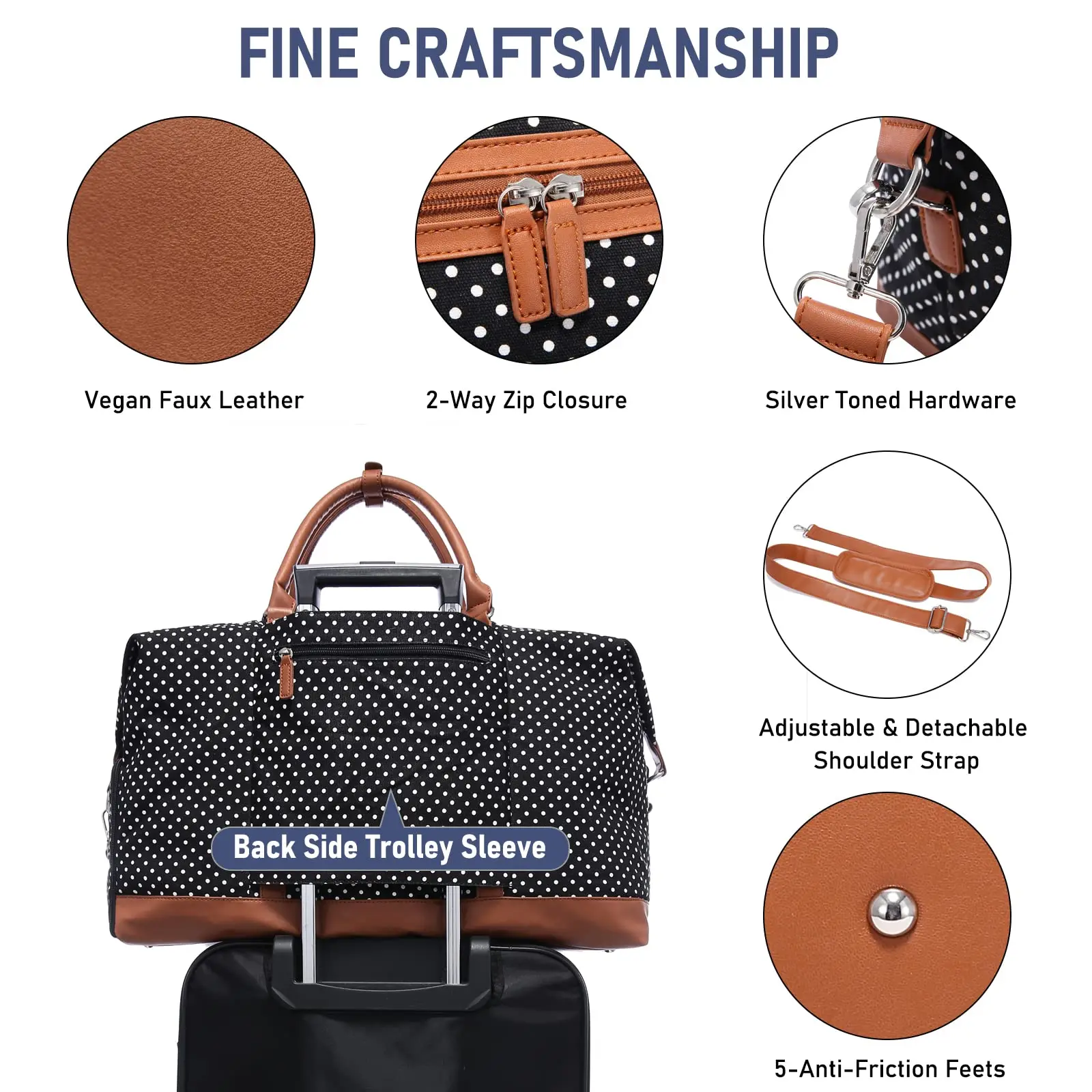 Fashion wholesale ODM canvas weekend bag Ladies travel bag with shoes interlayer with toiletries bag for adults