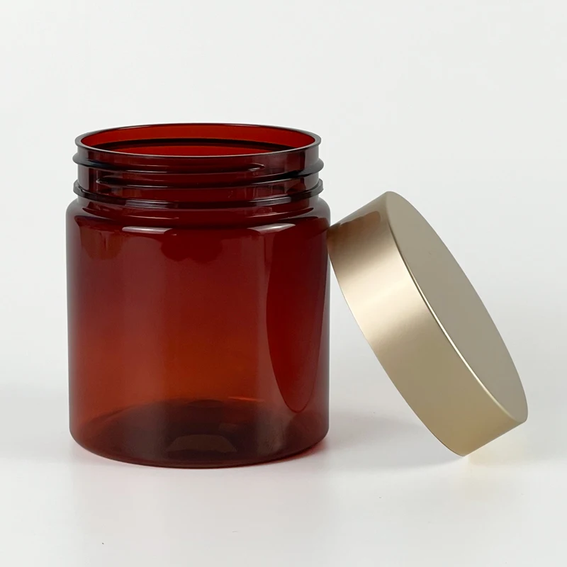custom 10 oz plastic peanut butter jars with metal cap, cosmetic jars