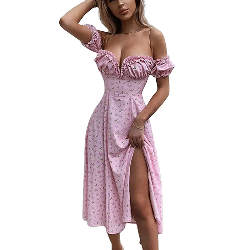 Dresses Women Lady Elegant Office Party Dress Casual Summer Pink Casual Dresses