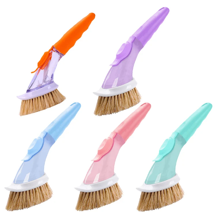 
Wholesale Hotsale Multiple Color Liquid Adding Spray Replaceable Sisal Bristle Cleaning Brush Scrubber For Pot Pan Bowl Kitchen 