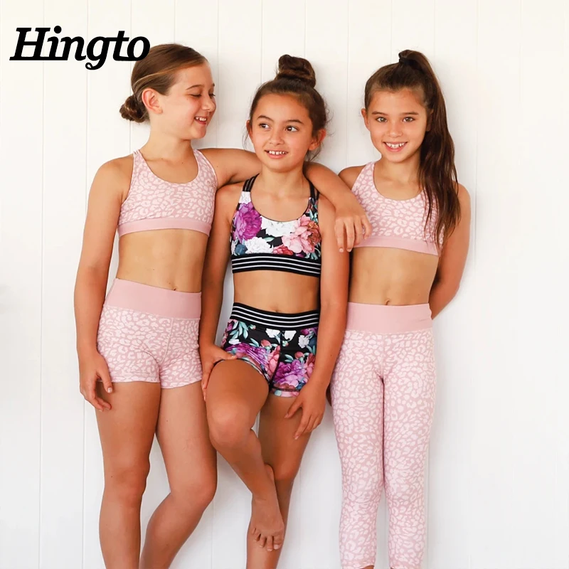 
Leopard Prints Sports Bra Short Set 2021 Wholesale Kids Women Printed Yoga Leggings Set With Custom Logo fitness yoga wear 