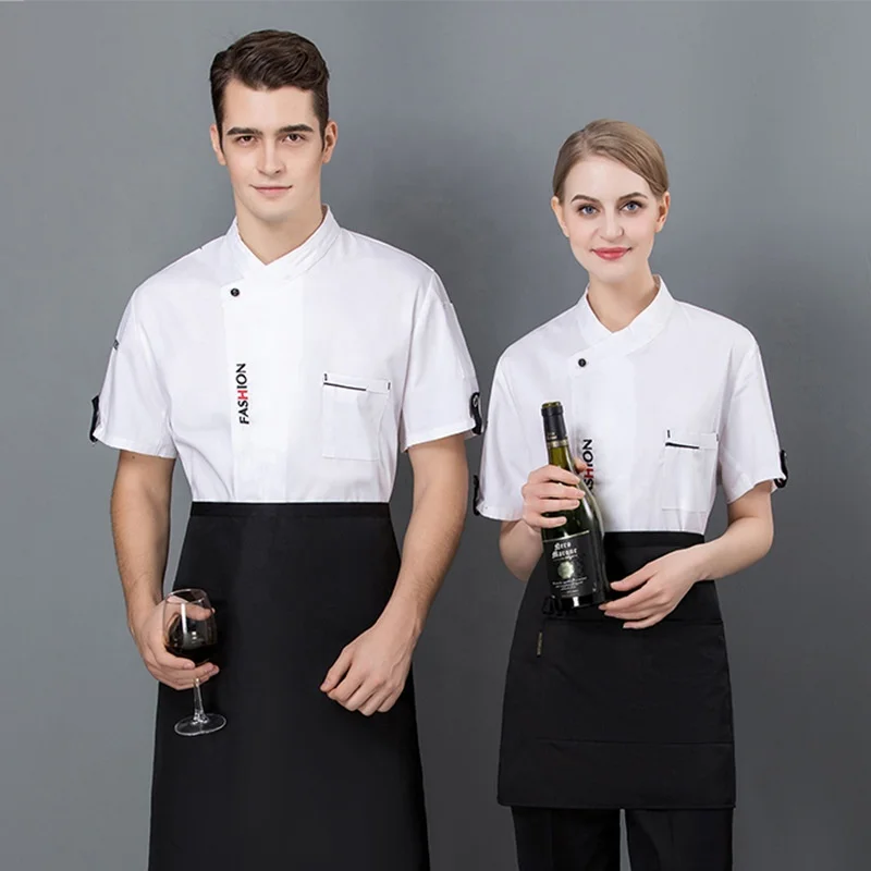 Fashion Women Men Cotton Chef Jackets Short Sleeves Cooking Uniform Coats Restaurant Chefs Jacket