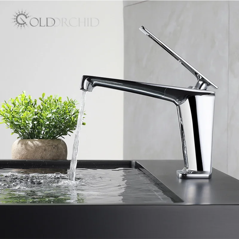 
bathroom basin waterfall faucet luxury accessories black gold hot cold water basin mixers taps 