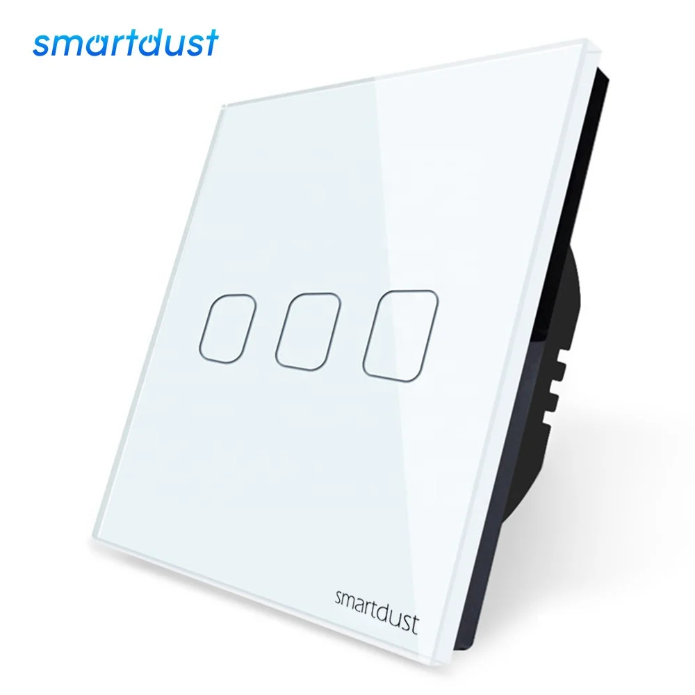 Smartdust Smart Home EU UK 220V Universal Version 1/2/3 Gang WiFi Wireless Remote Control Glass Smart Touch Wall Switch