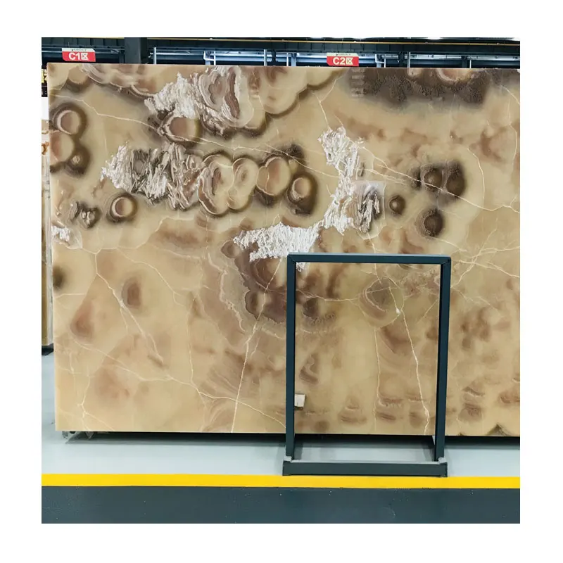 Natural thin orange onyx stone veneer sheets for hotel