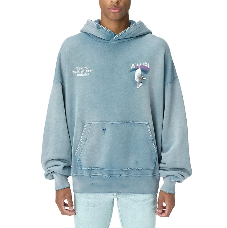 Толстовка мужская с капюшоном Свитшот из плотного французского махрового хлопка пуловер унисекс худи 3d рисунком на