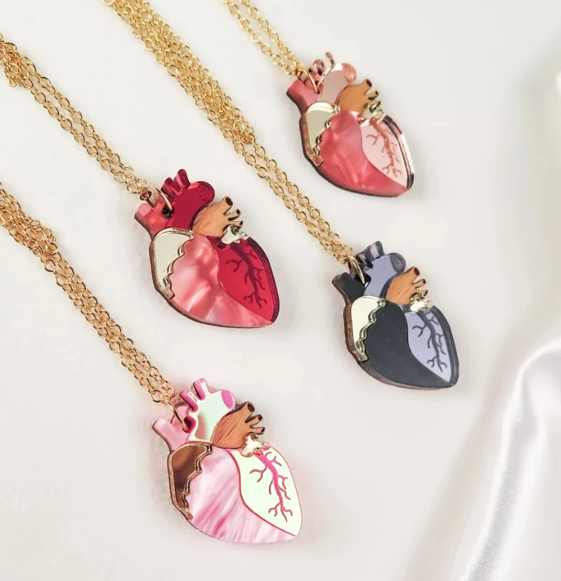 personalized custom necklace pendant logo pink heart shape necklace for gifts