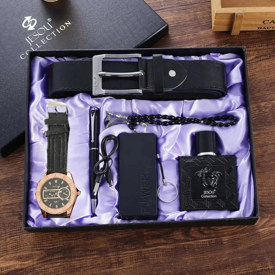 Wholesale Luxury 4 PCS Watch Gift Set Quartz Leather Men Watch Set Belt Watch And Wallet Set For Men