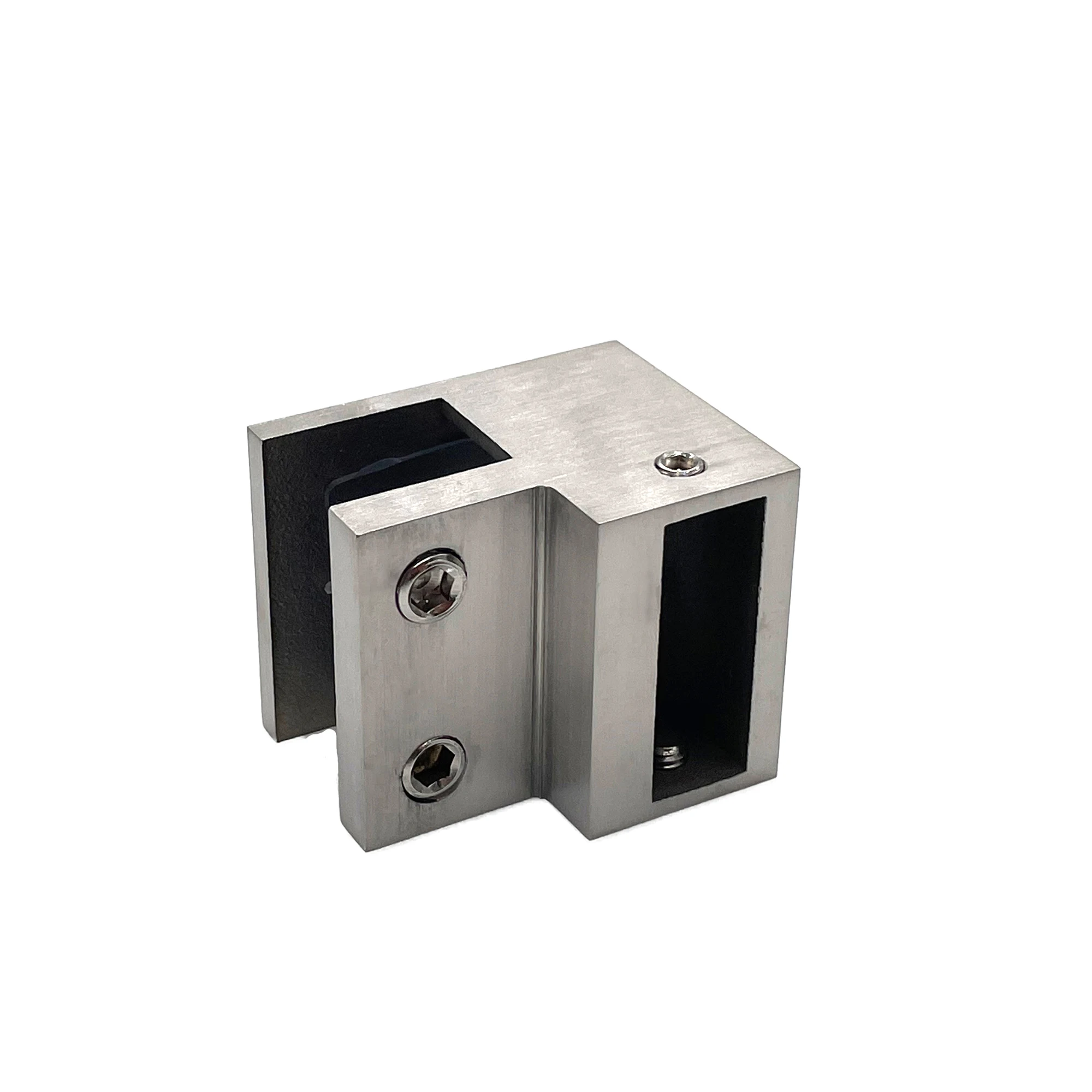 Shower Door Hardware Fitting Satin 90 Degree Glass Connector Glass To Square Tube Hanging Bathroom Glass Clamp Connector