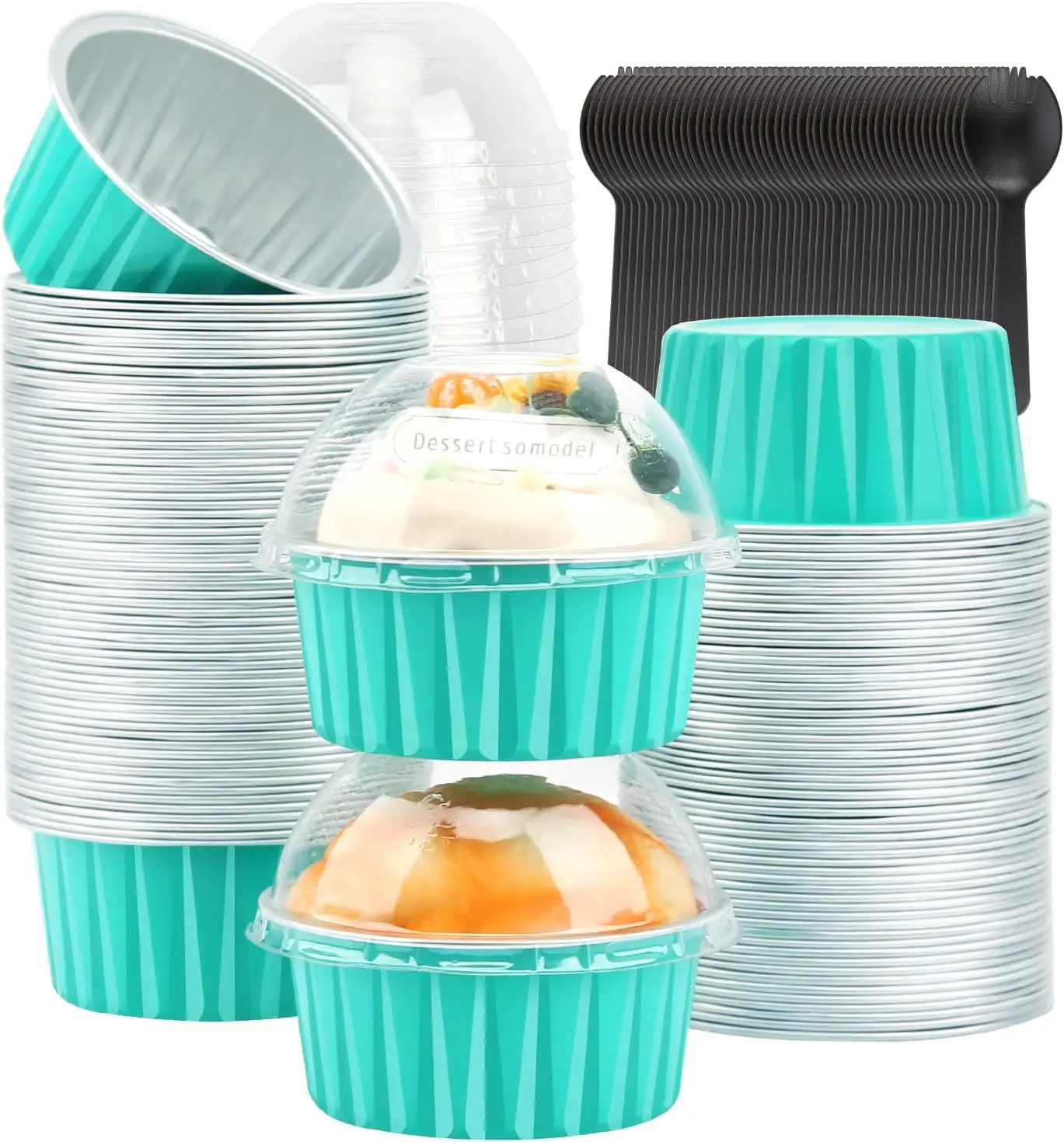 DOMED Cupcake Frying Pan-5 oz Mini Aluminum Baking Tray Disposable Lamikins Mini Cake Tray Cake Container Cupcake Muffin Cake