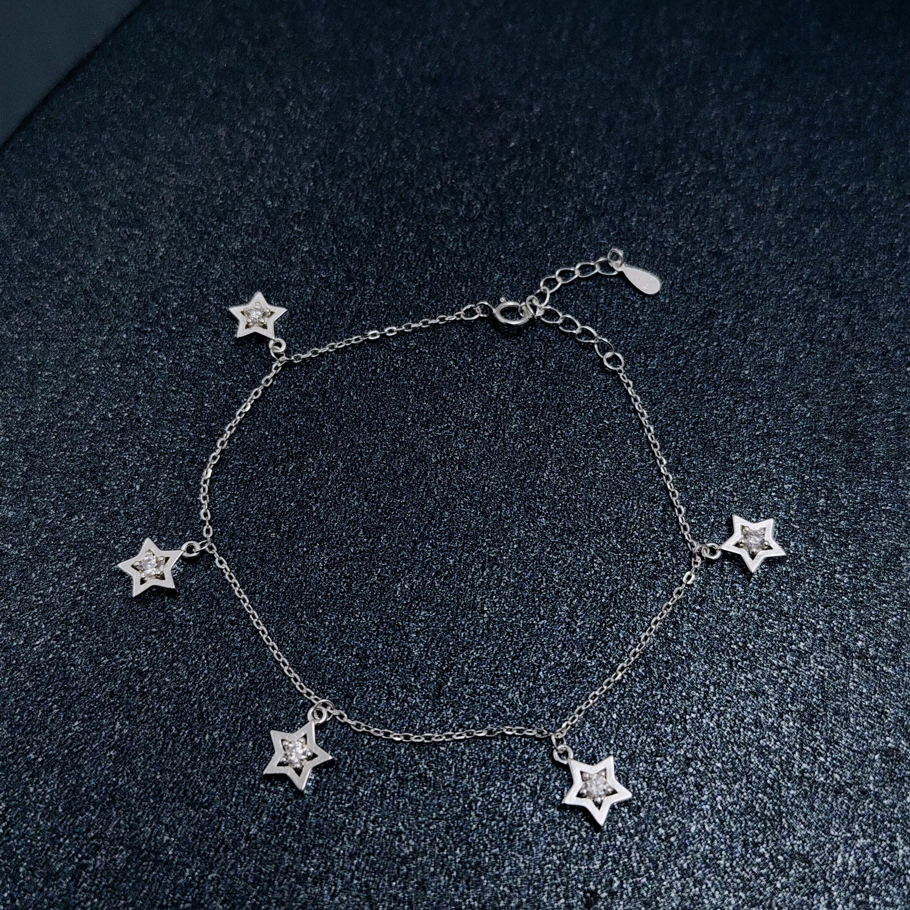 European And American New Star Moon 925 Sterling Silver Five Pendant Bracelet Fashion Jewelry Bracelets For Women