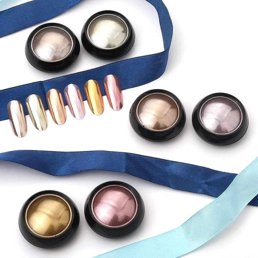 16 Jars Chrome Nail Powder Metallic Mirror Effect Holographic Aurora Chameleon Pigment 1g/Jar for Nail Art Gel Polish