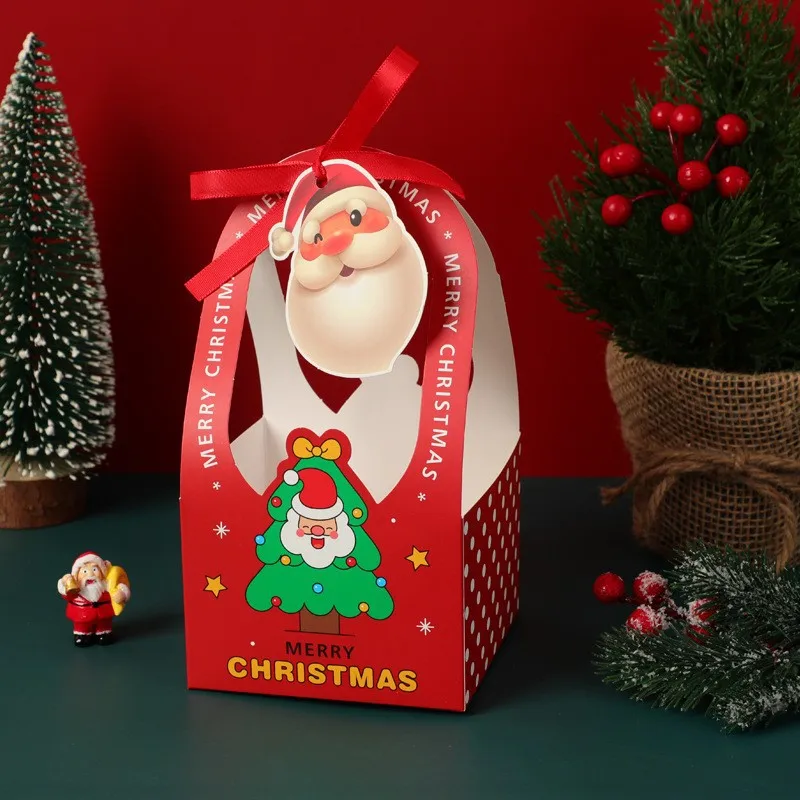 Wholesale In Stock Customization Accepted To Celebrate Christmas Wrap Gifts And Apples Handheld Folding Paper Boxes