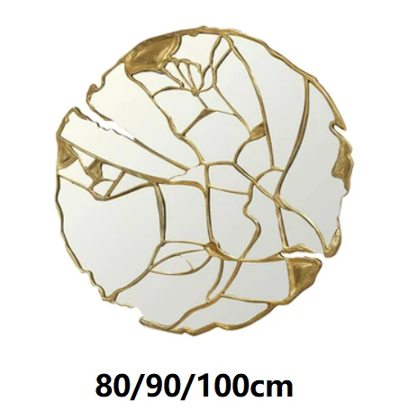 Golden Luxury Home Decor Mirror for living room Modern Wooden Frame Mirror Metal Feeling Design furniture