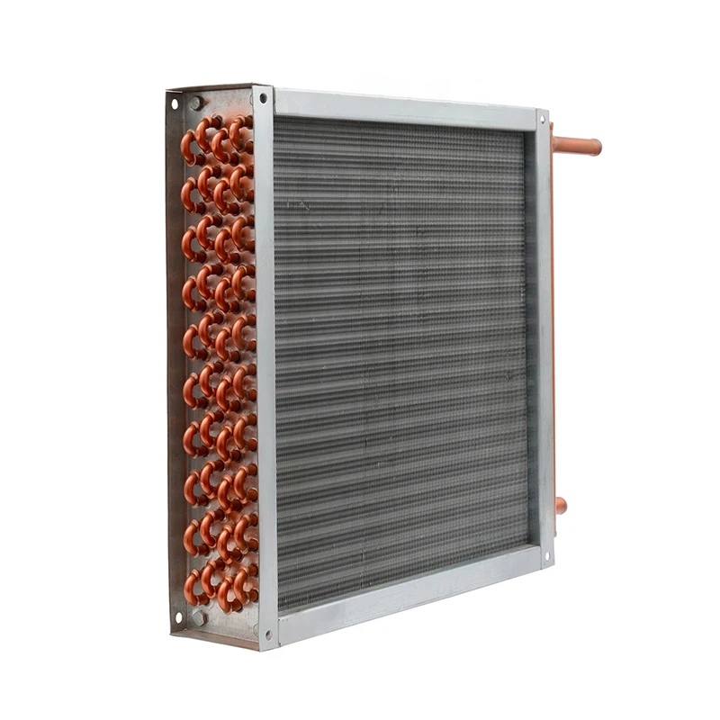 International standard copper tube aluminum fin heat exchanger, the length and number of rows can be customized.