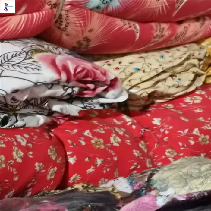 Wholesale cutting pieces   C grade  rayon viscose fabric print stock lot