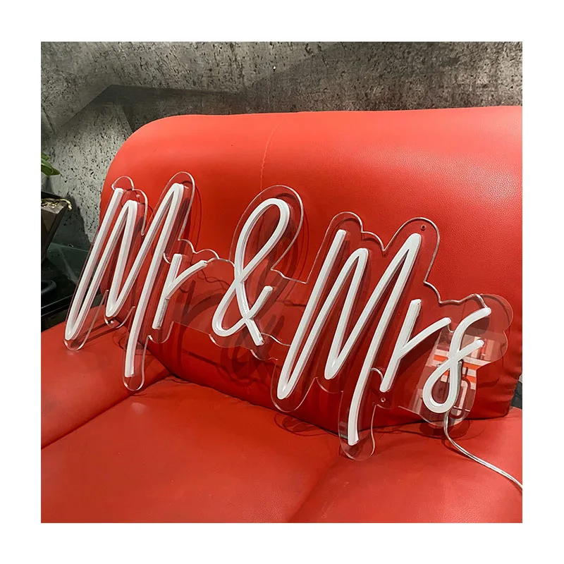 Mr & Mrs warm white 3D led neon sign letter