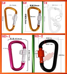 colored metal aluminum d shaped carabiner hook clip snap carabiner keychain