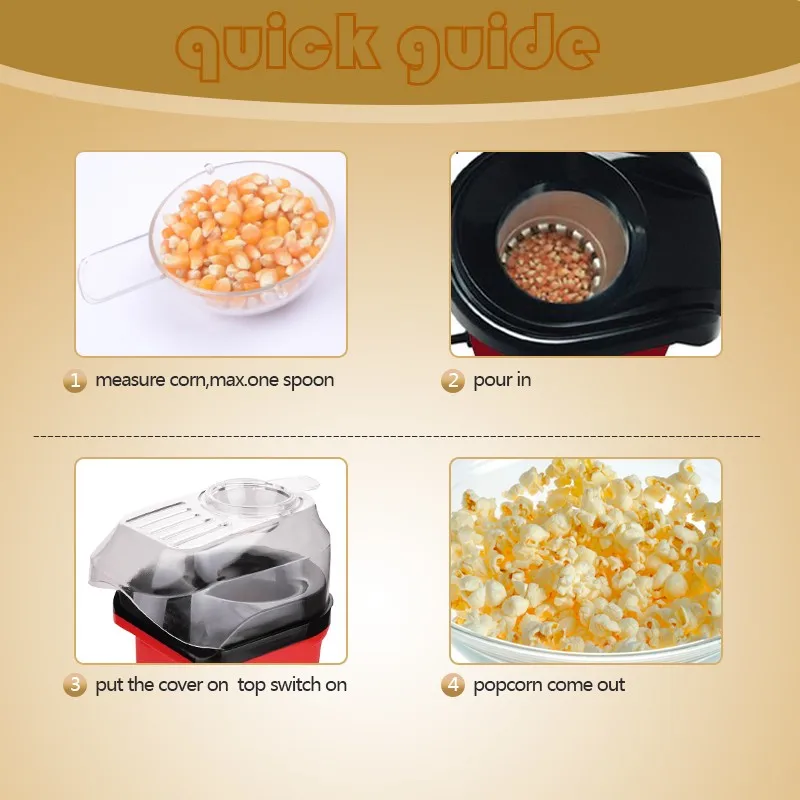 
220-240V 50/60Hz 1200W 127V 60Hz 1200W New Products High Quality Popular Hot Air Popcorn Machine Makers 