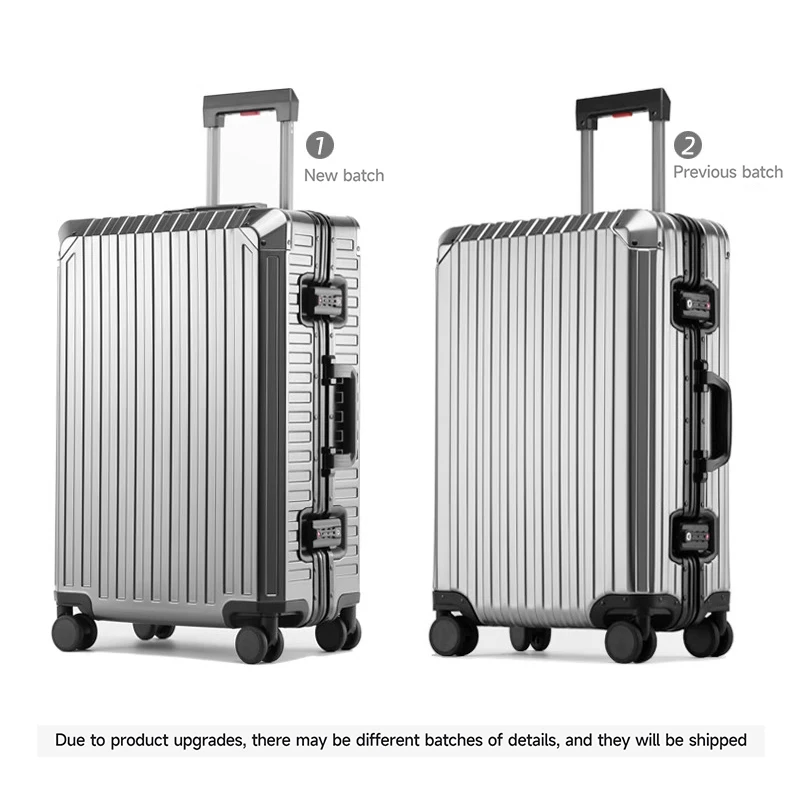 Walktrip All Aluminum Hot Selling Magnesium Alloy Luggage Large Capacity Aluminum Frame Pure Metal Suitcases Luggage,Silver